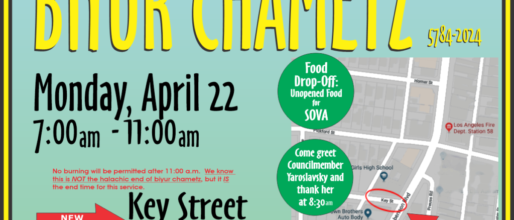 Los Angeles Community Biyur Chametz – Monday April 22